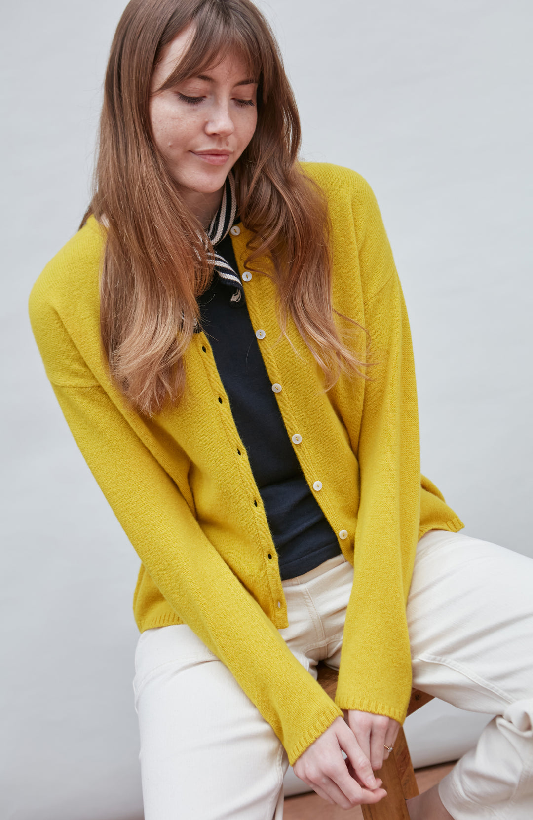 yellow womens wool cardigan
