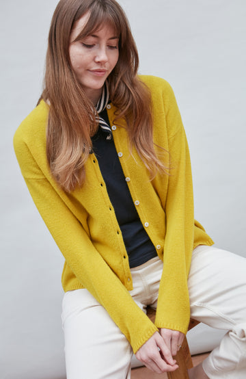yellow womens wool cardigan