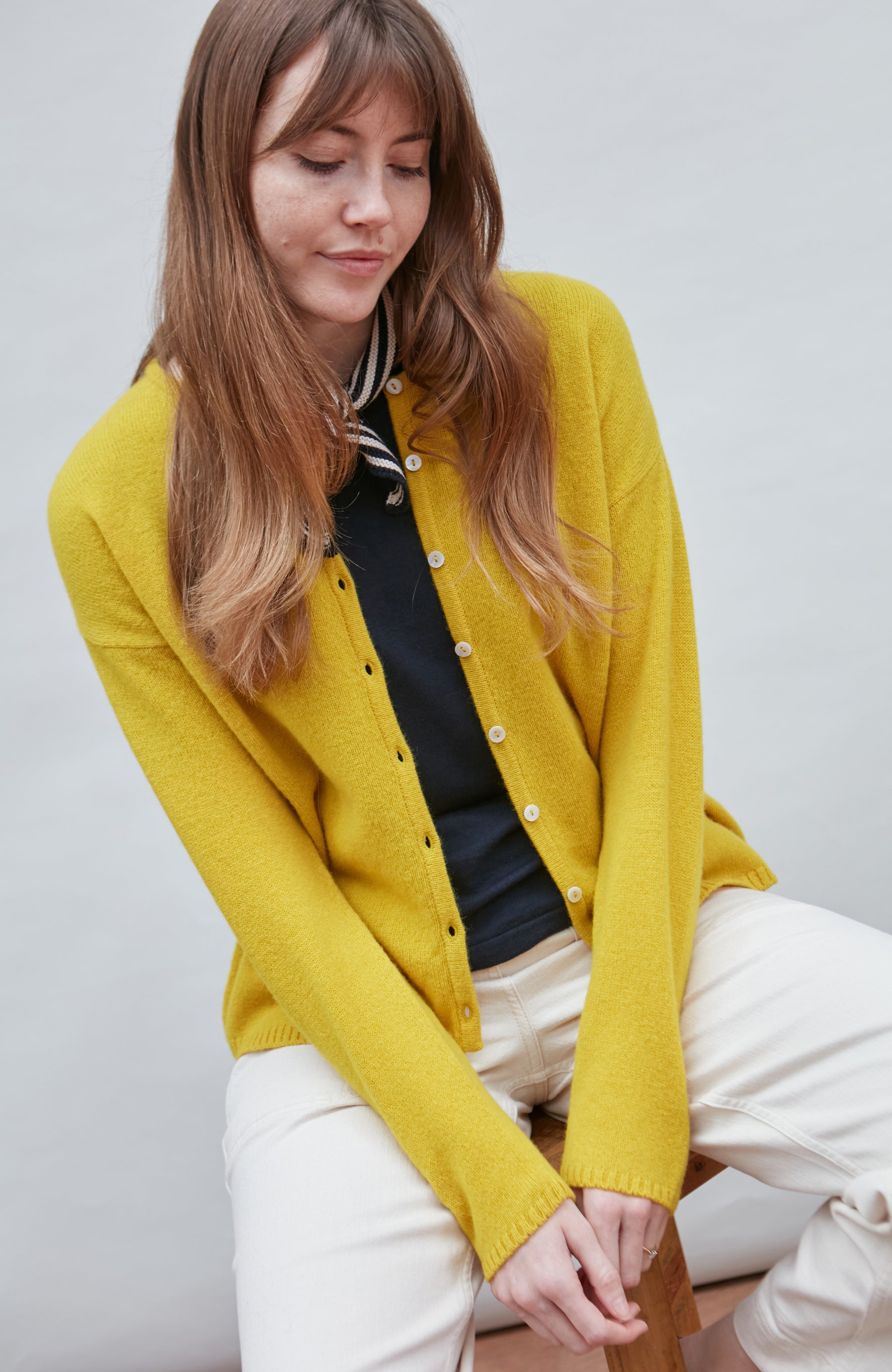 yellow womens wool cardigan