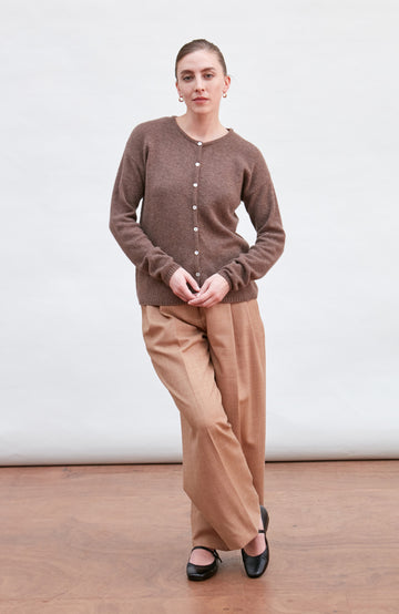 brown womens wool cardigan