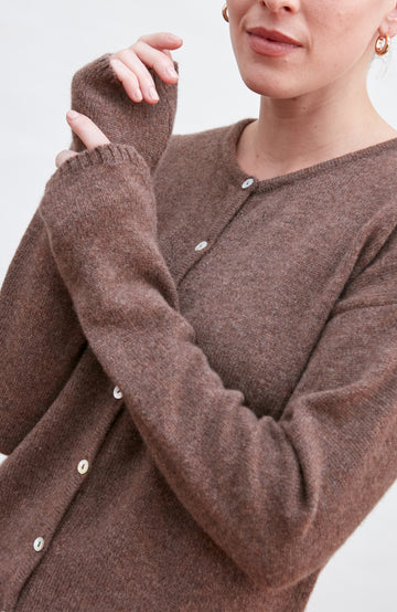 brown womens wool cardigan