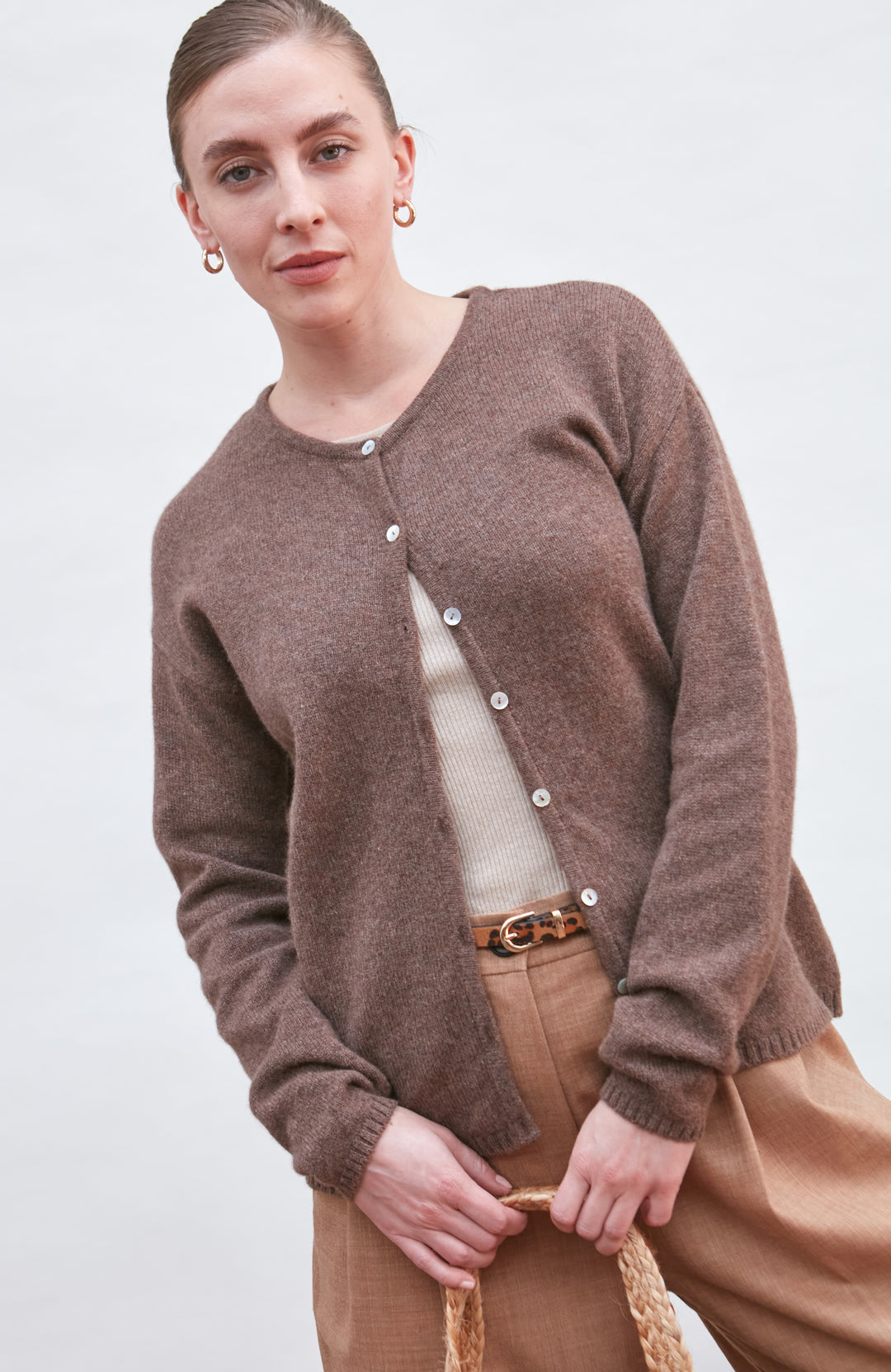 brown womens wool cardigan