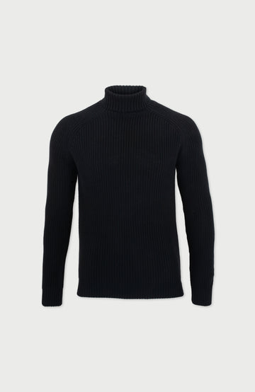Black turtleneck rib sweater by paul james
