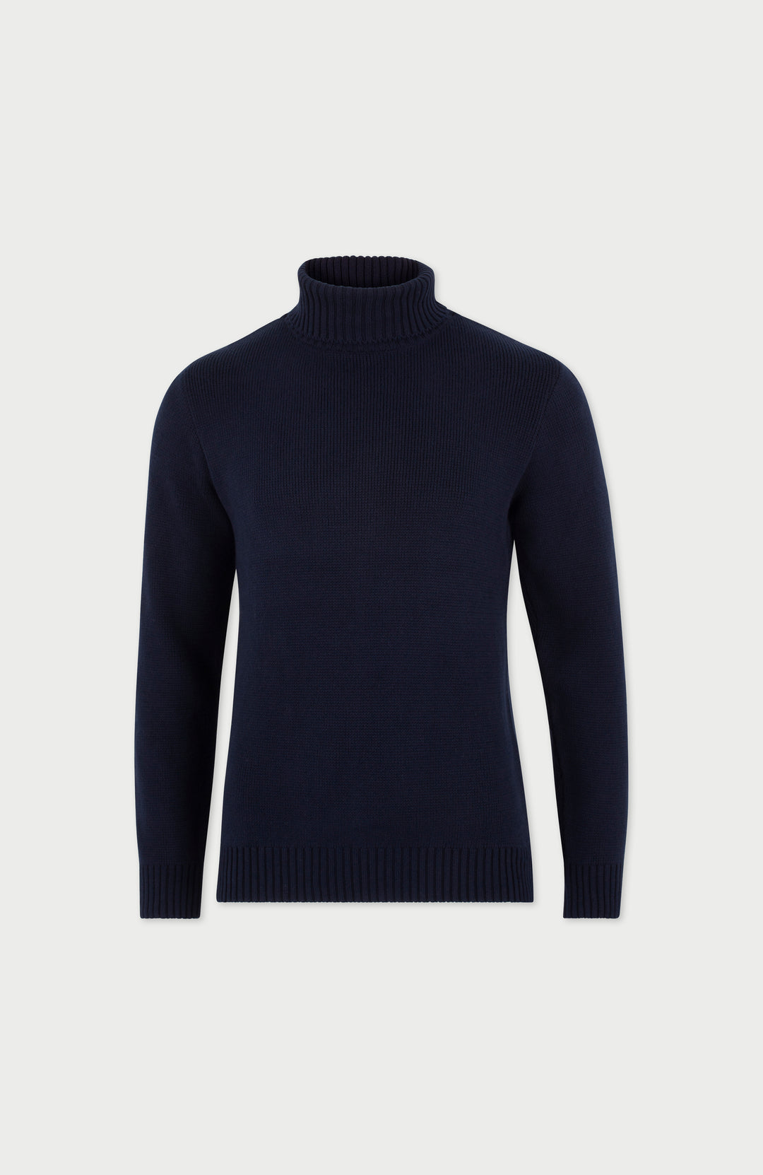 navy mens cotton roll neck submariner by paul james