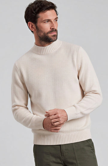 Mens Midweight Cotton Mock Turtleneck Jumper