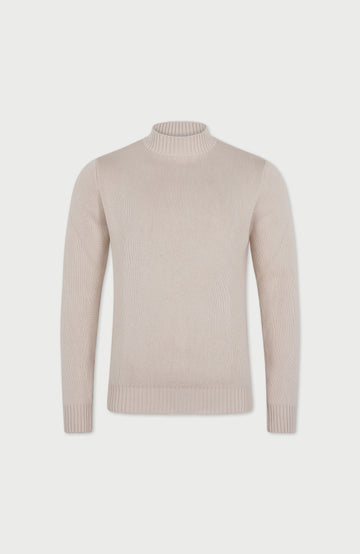 ecru mens mock turtle neck cotton jumper