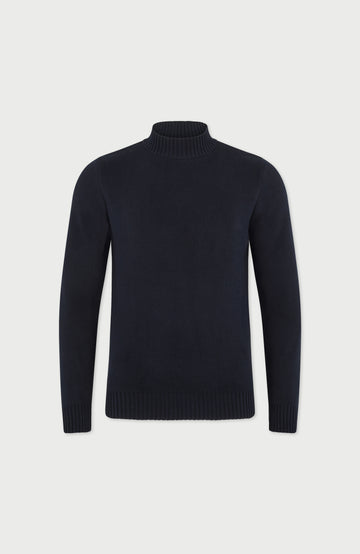 navy mens mock turtle neck cotton jumper