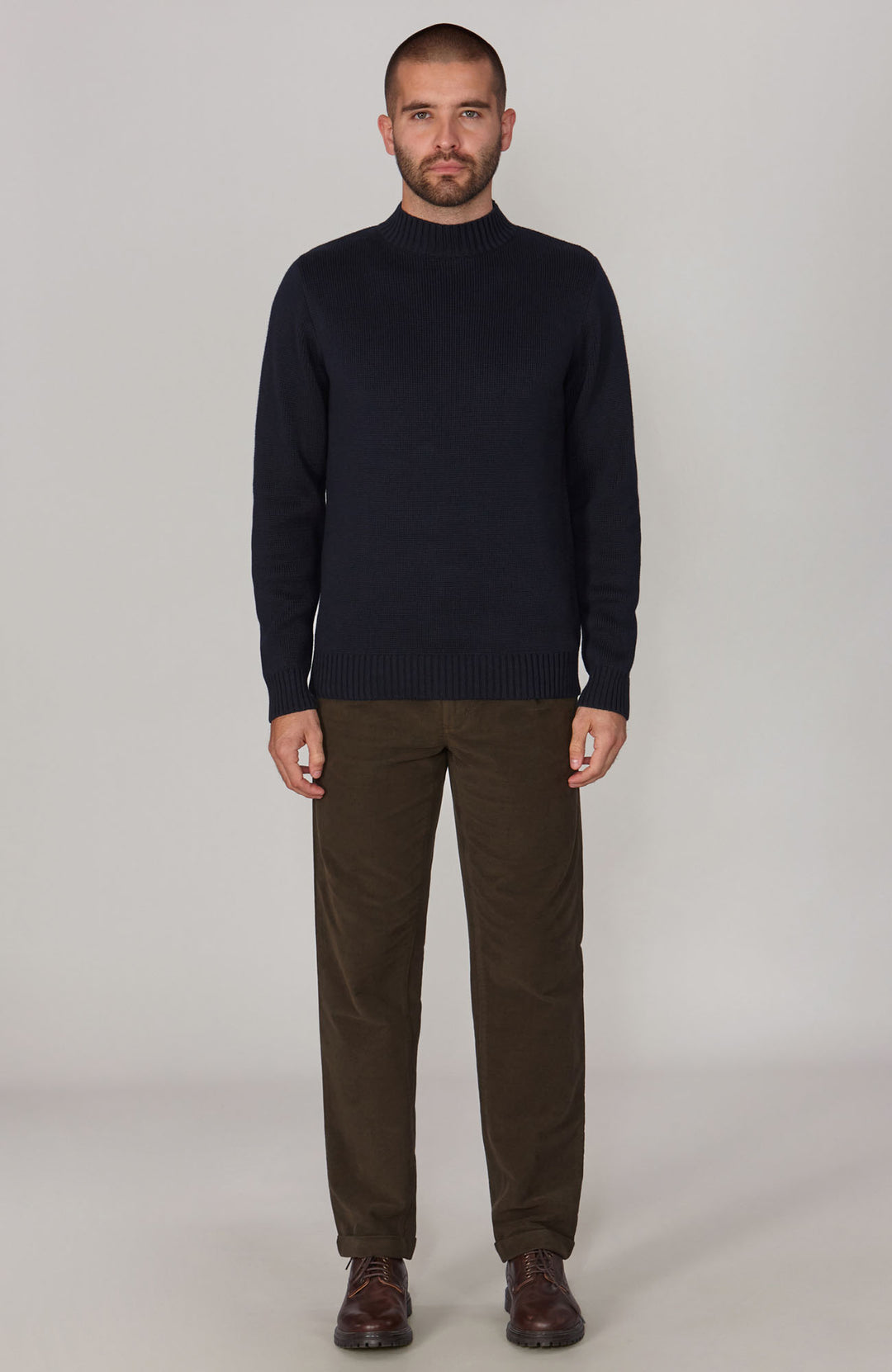 navy chunky high neck jumper
