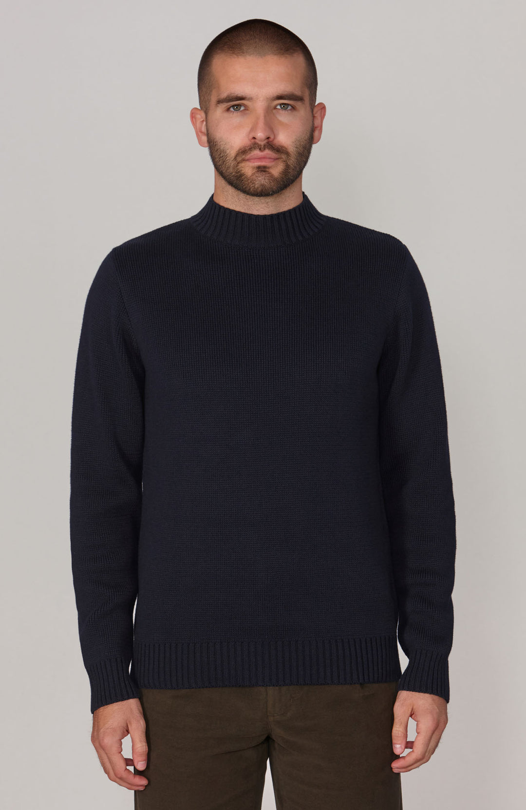 navy chunky high neck jumper