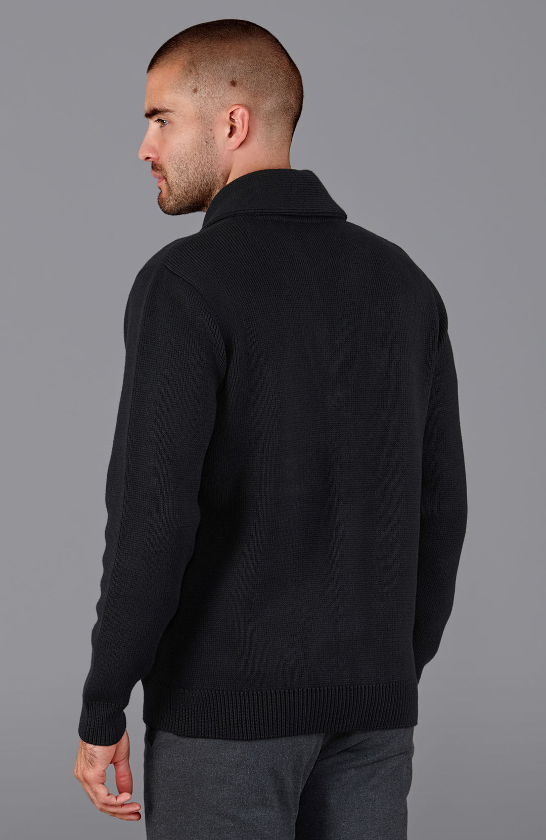 black mens shawl collar cardigan