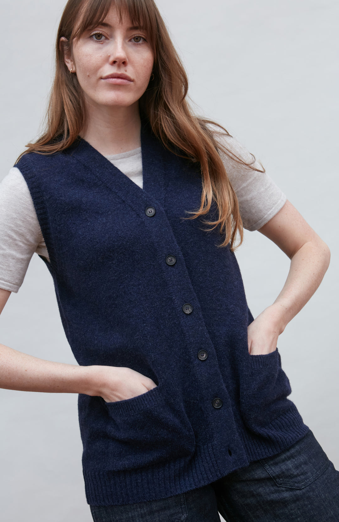 Womens Lambswool V Neck Waistcoat with Pockets – Paul James Knitwear