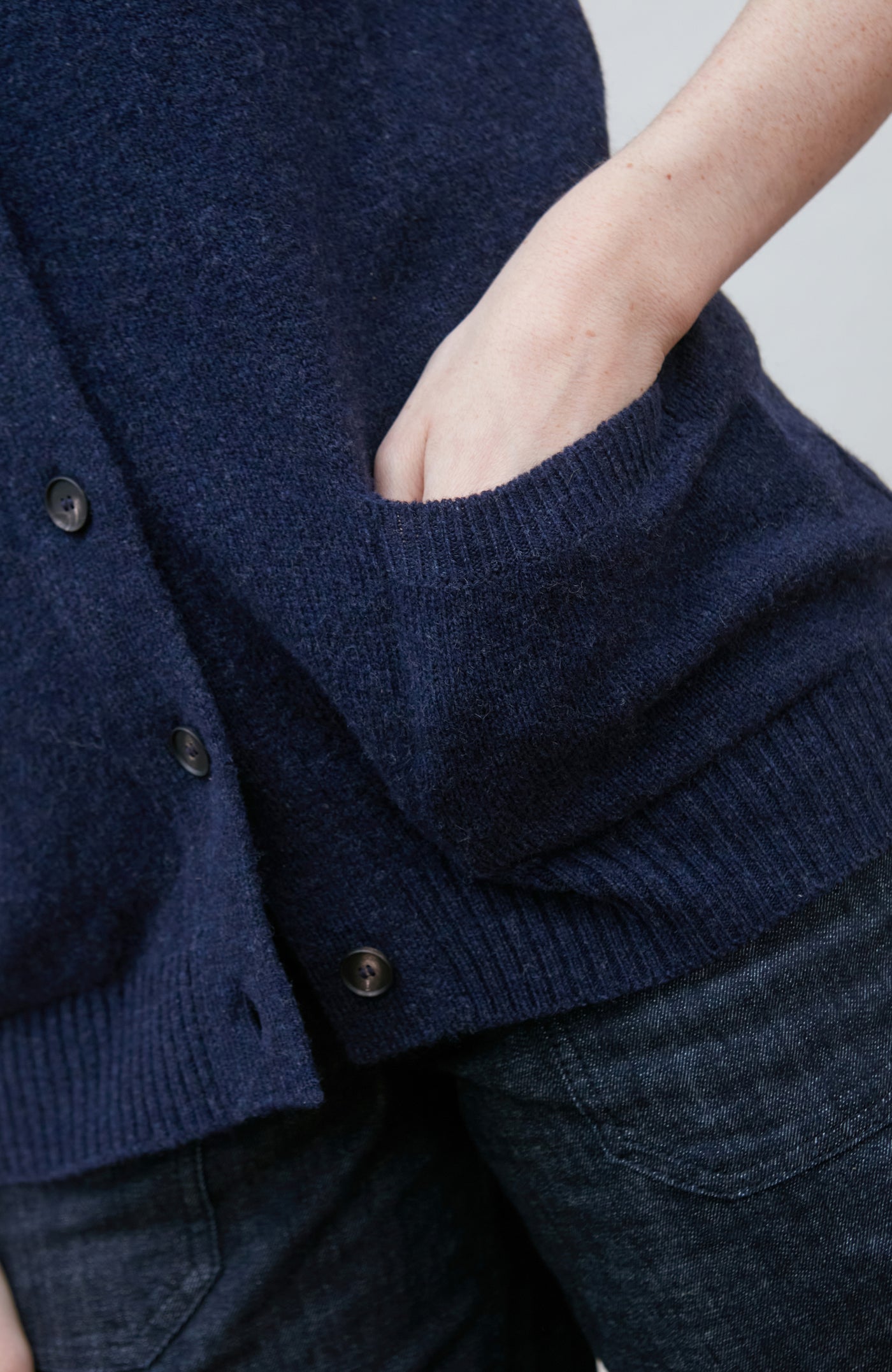 navy womens wool sleeveless cardigan