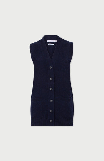 Oxford Blue Womens Lambswool Waistcoat By Paul James