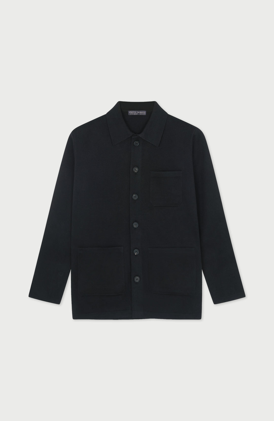Black Mens Cotton Workshirt By Paul James Knitwear