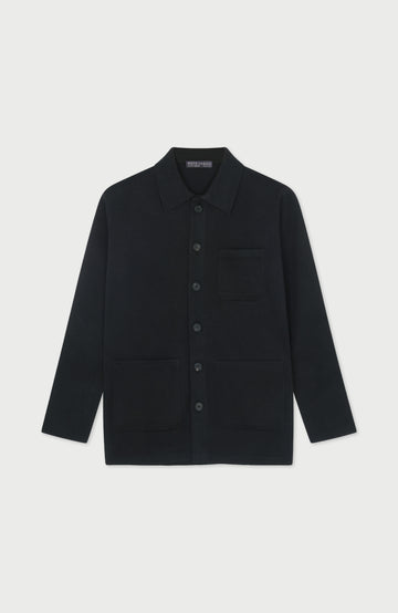Black Mens Cotton Workshirt By Paul James Knitwear