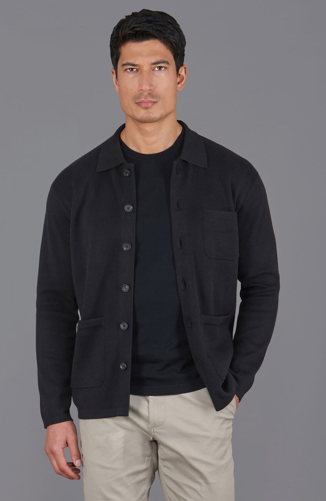 mens black cotton work shirt by Paul James