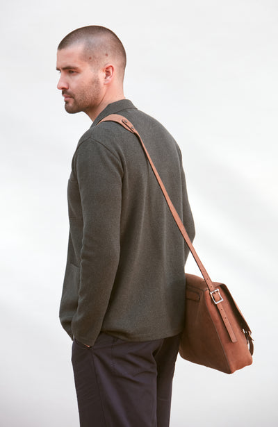 green mens knitted over shirt