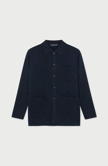 Navy Mens Cotton Workshirt By Paul James Knitwear