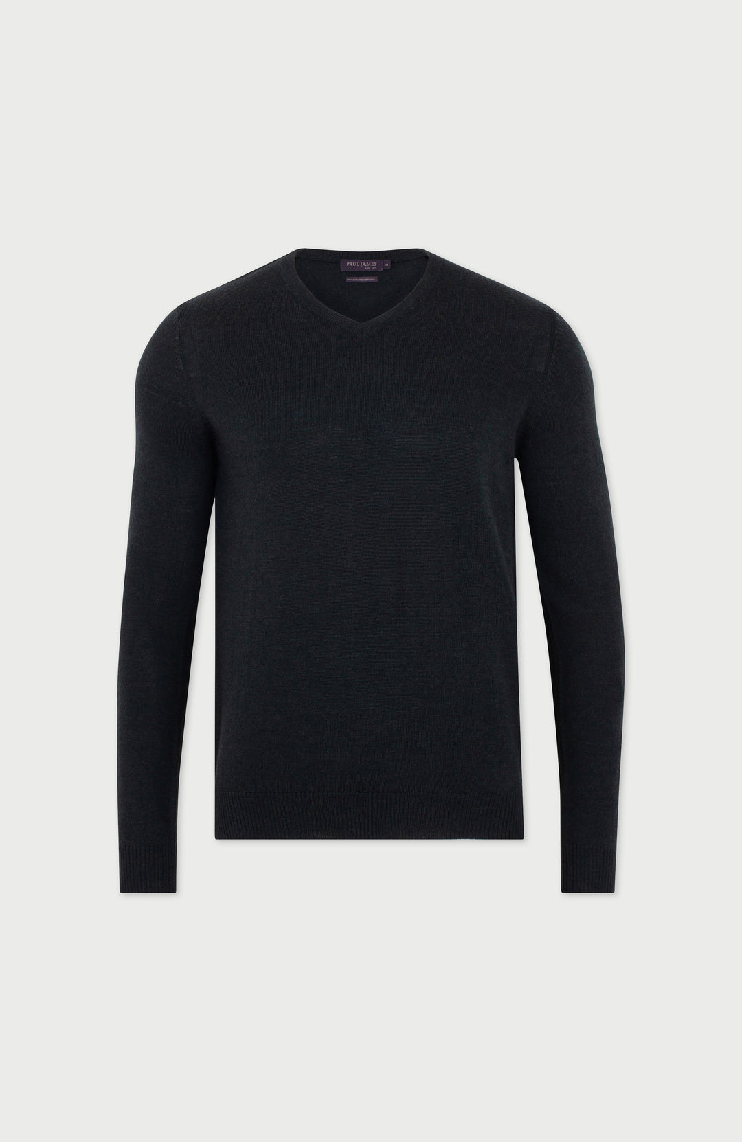 black Men's V-neck Cotton Sweater by Paul James