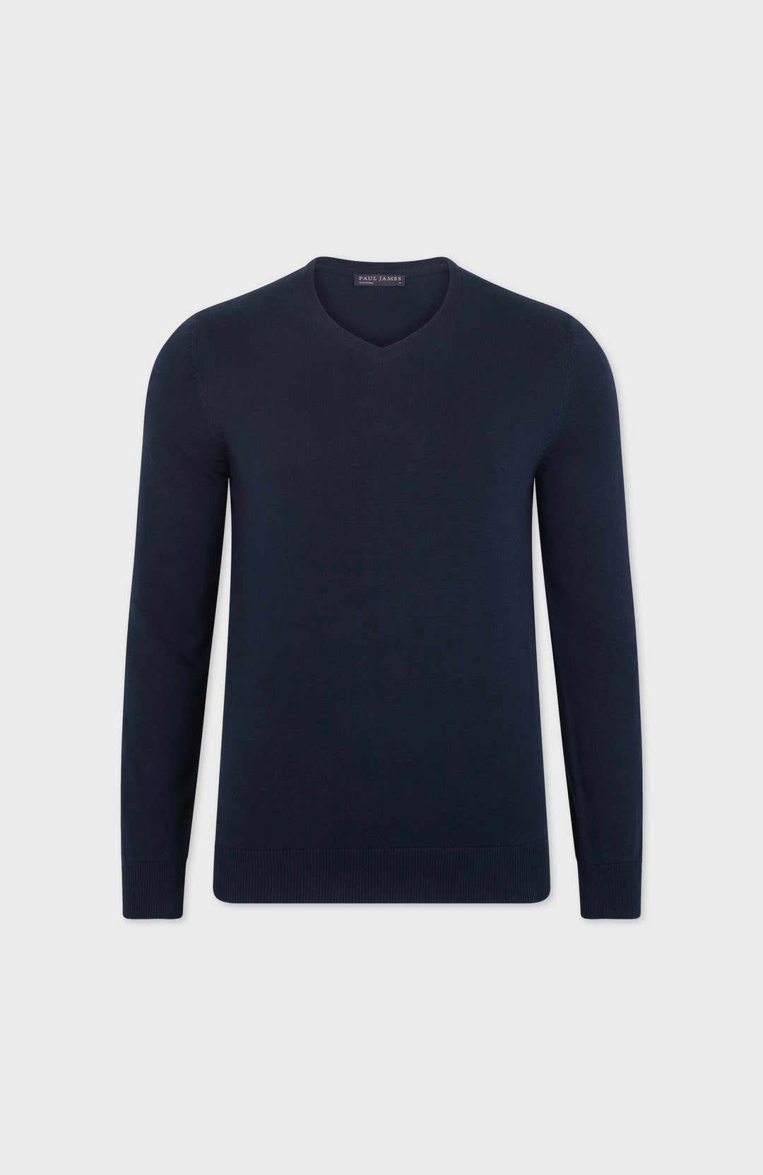 navy Men's V-neck Cotton Sweater by Paul James