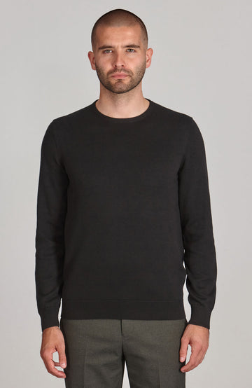 black mens crew neck cotton jumper