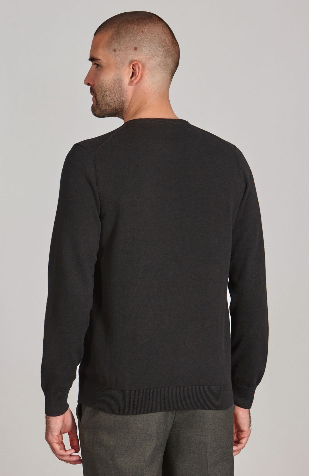 black mens crew neck cotton jumper