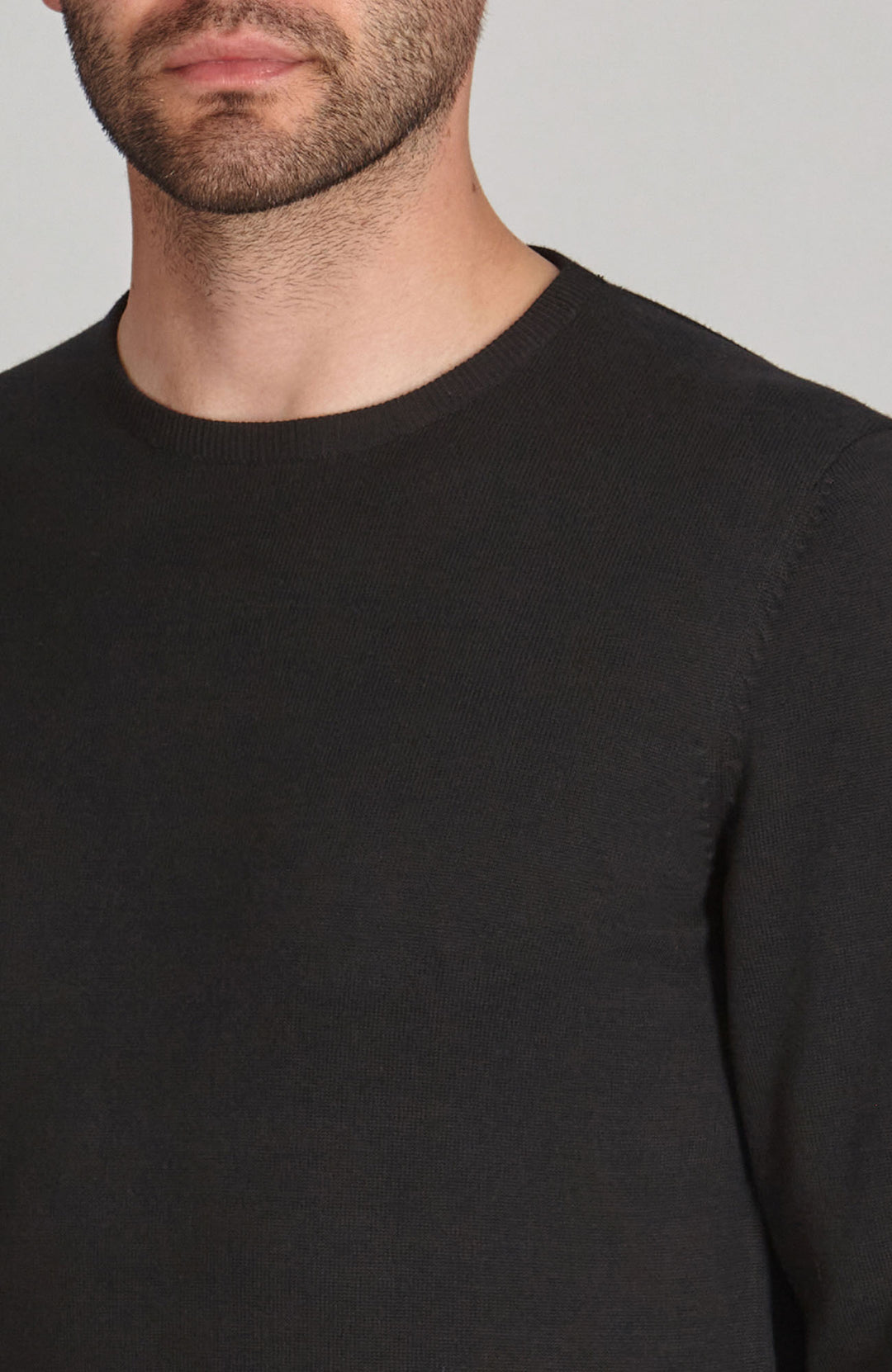 black mens crew neck cotton jumper