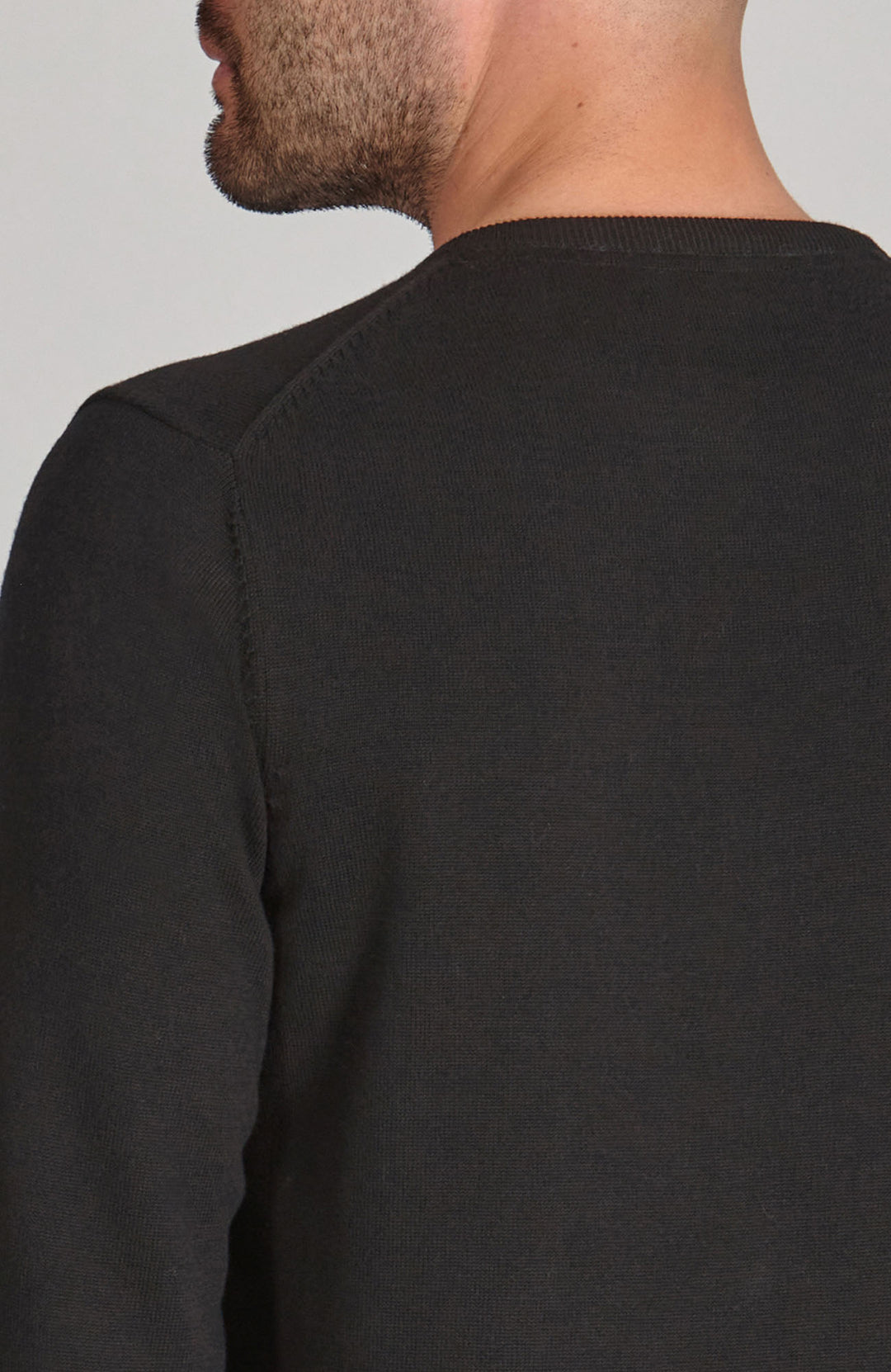 black mens crew neck cotton jumper