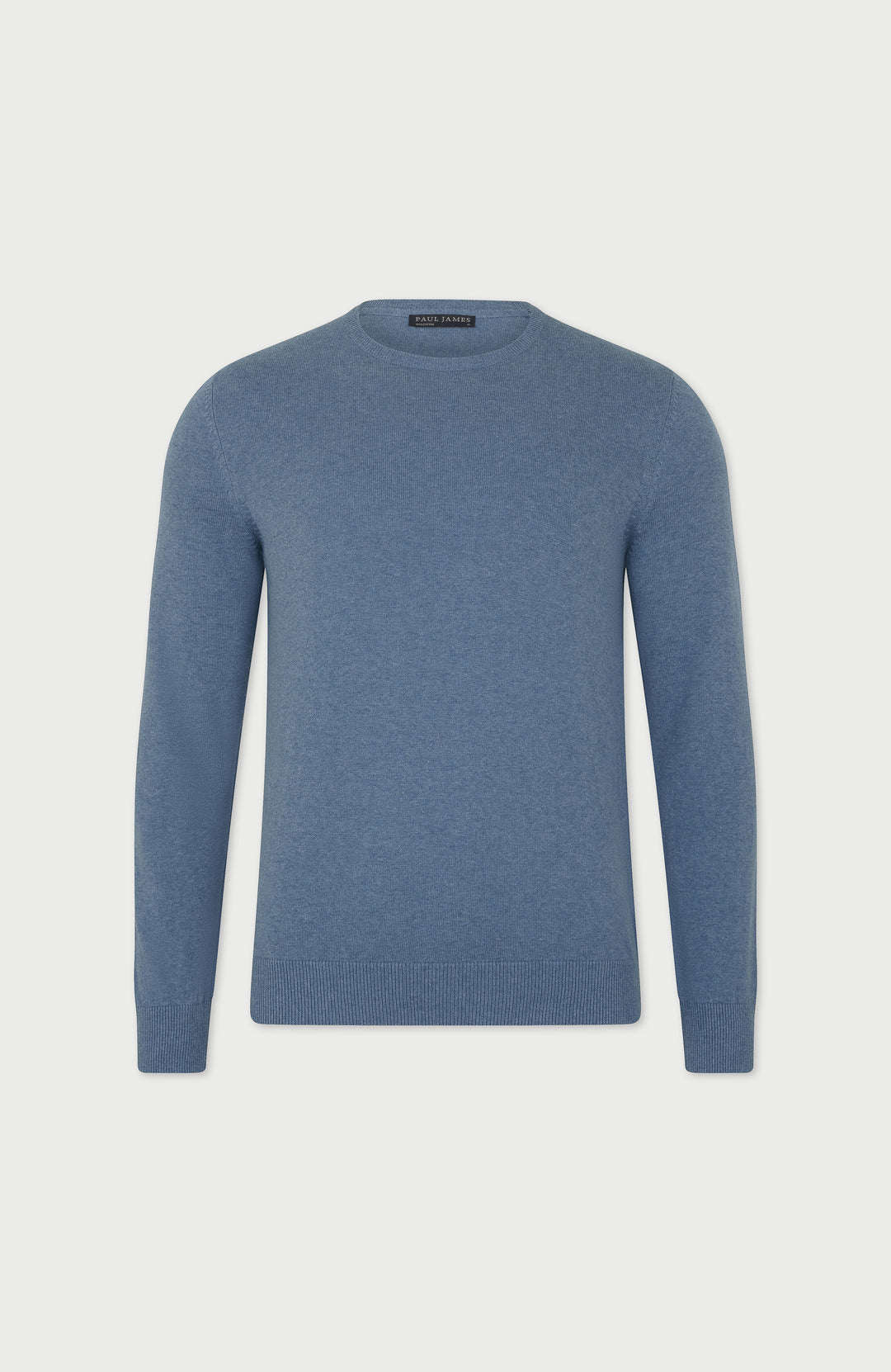 blue mens cotton crew neck sweater by Paul James
