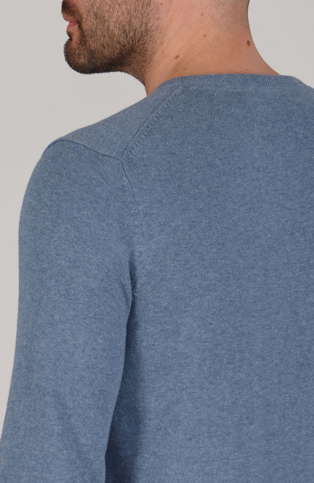blue mens cotton round neck jumper