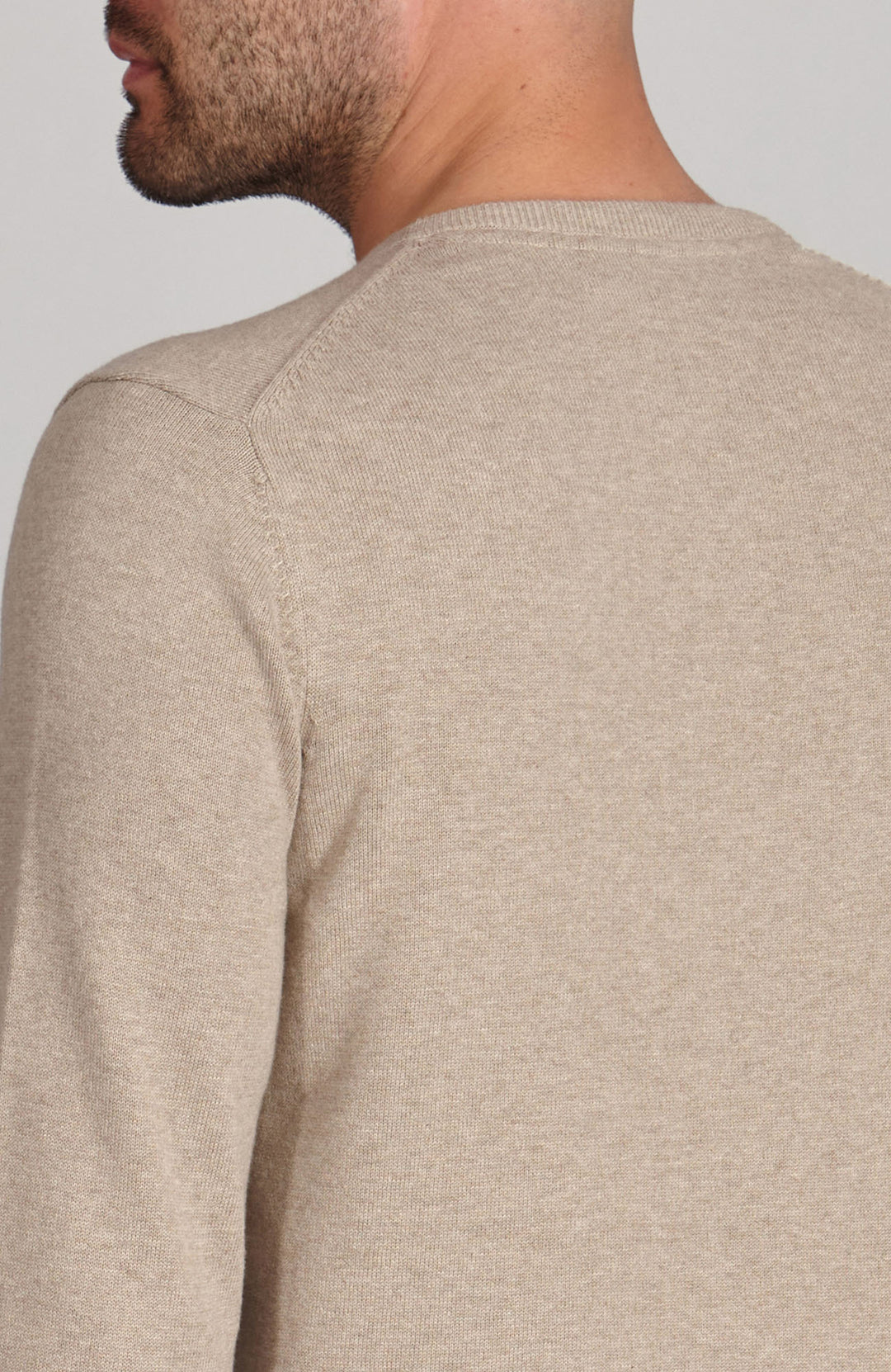 beige mens crew neck cotton jumper