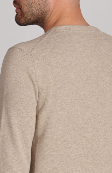 beige mens crew neck cotton jumper