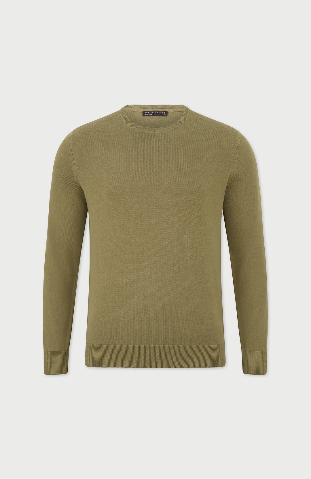 green mens cotton crew neck sweater by Paul James