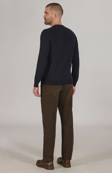 navy mens round neck cotton jumper