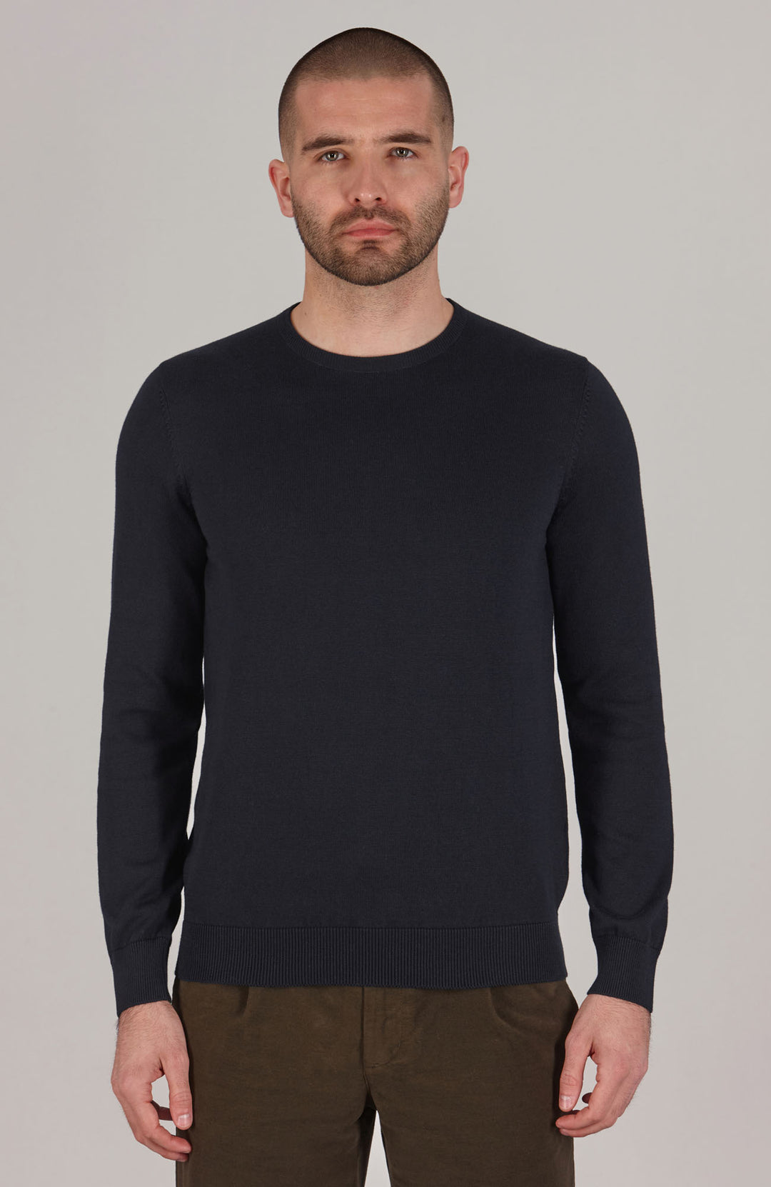 navy mens round neck cotton jumper