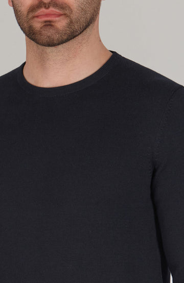 navy mens round neck cotton jumper