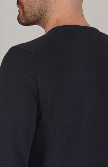 navy mens round neck cotton jumper