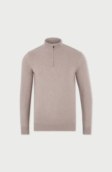 fawn mens cotton zip neck jumper by paul james