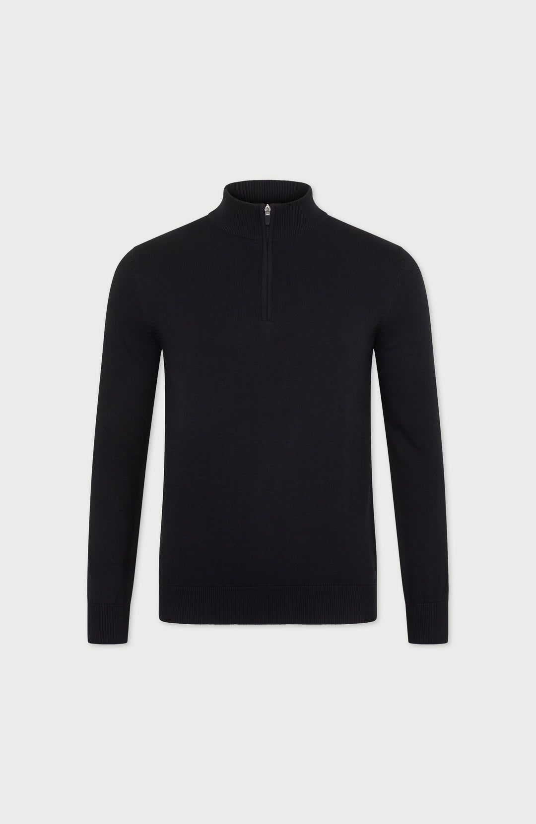 black mens cotton zip neck jumper by paul james