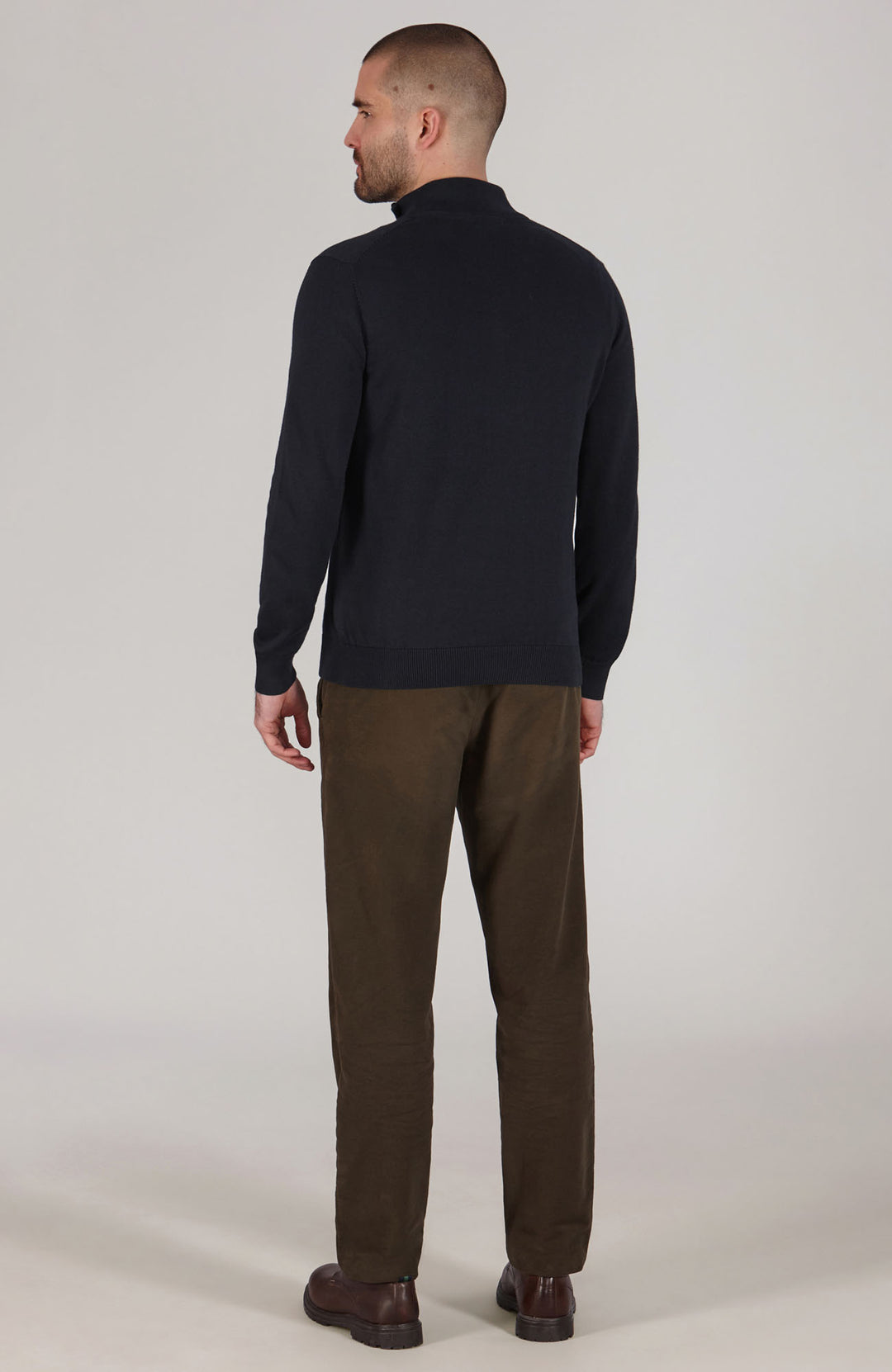 navy mens zip neck cotton jumper By Paul James