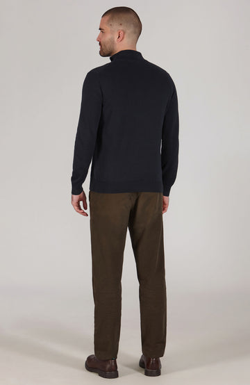 navy mens zip neck cotton jumper By Paul James