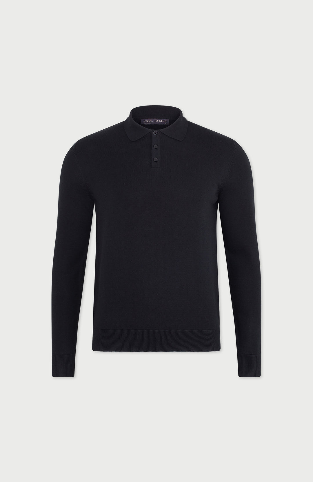 Mens Lightweight Cotton Long Sleeve Knitted Polo Shirt