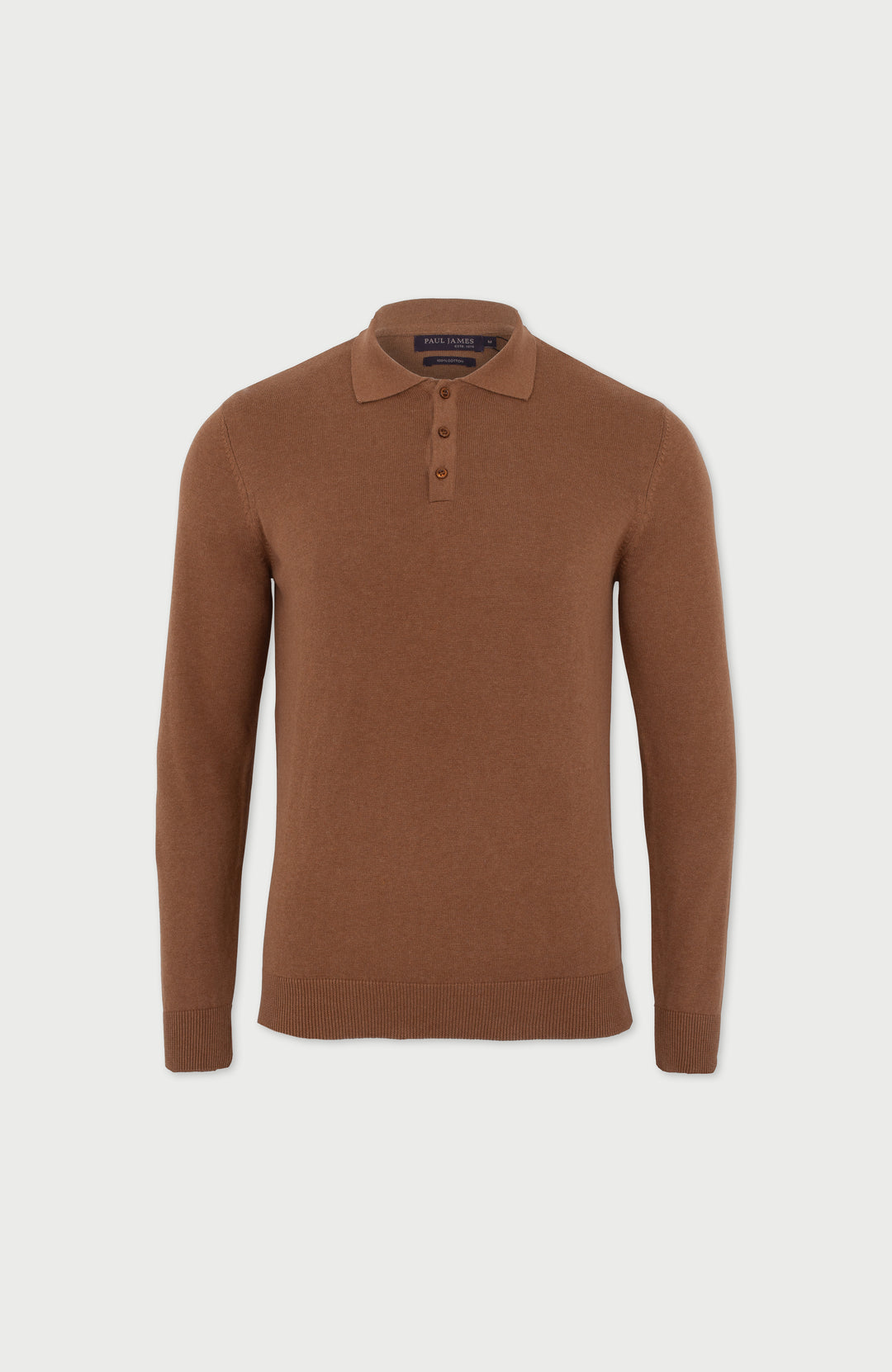 Men's Cotton Long Sleeve Knitted Polo Shirt – Paul James Knitwear