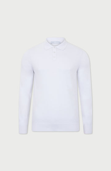 Mens Lightweight Cotton Long Sleeve Knitted Polo Shirt