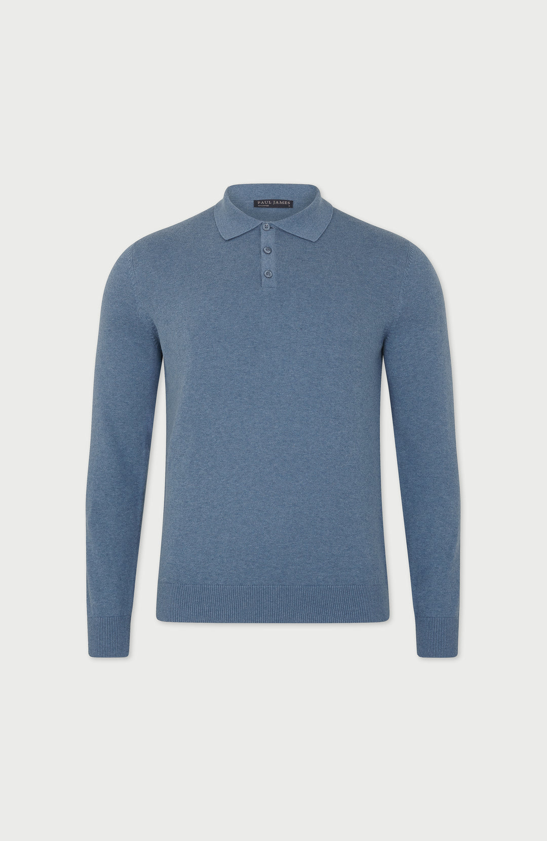 Men's Cotton Long Sleeve Knitted Polo Shirt – Paul James Knitwear