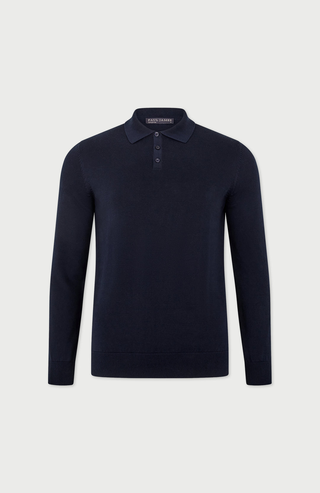 Men's Cotton Long Sleeve Knitted Polo Shirt – Paul James Knitwear