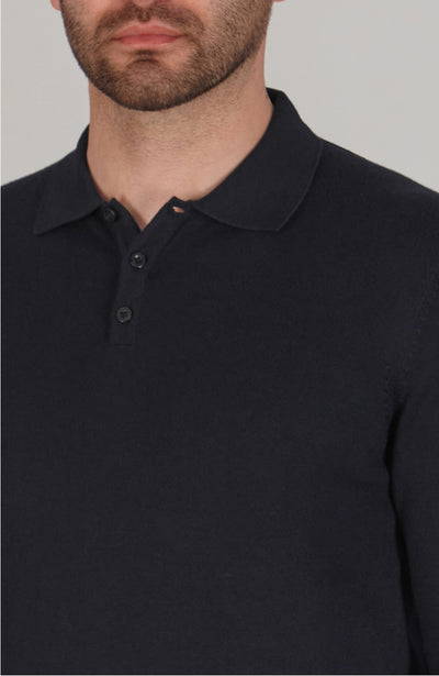 Langärmliges Strick-Poloshirt für Herren aus 100 % Baumwolle