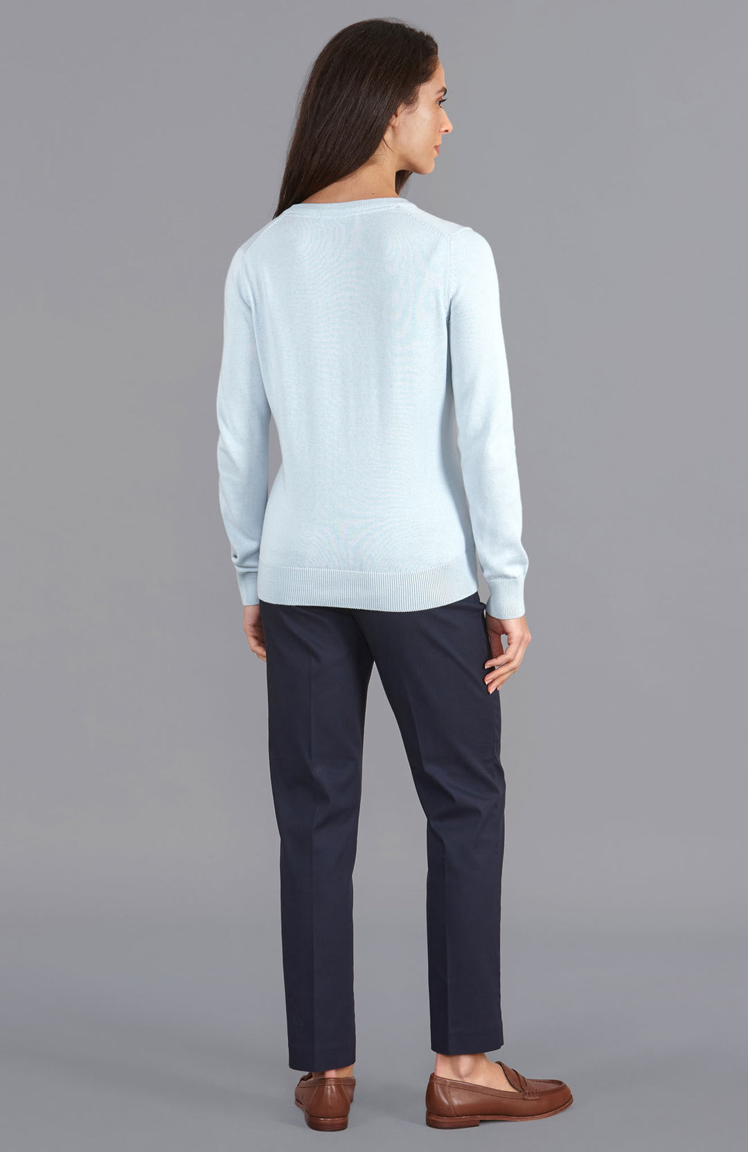 blue womens v neck cotton jumper