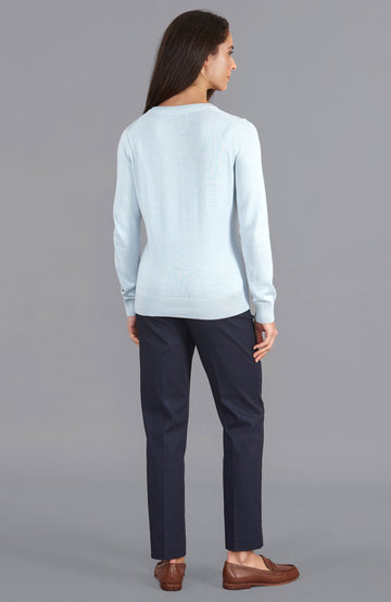 blue womens v neck cotton jumper