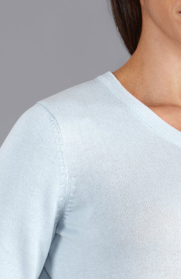 blue womens v neck cotton jumper
